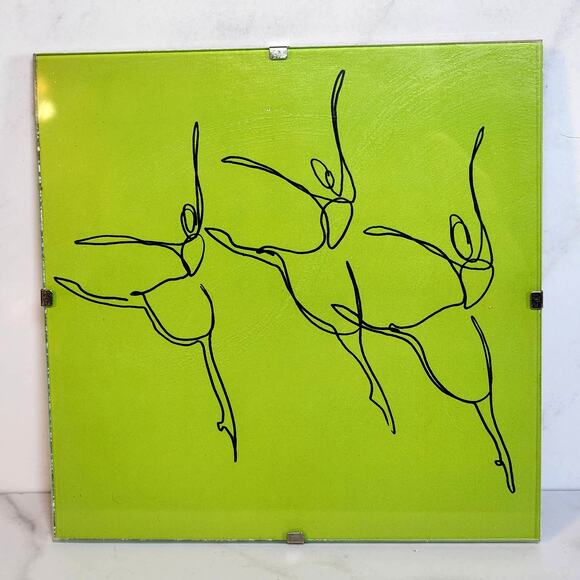Set/4 Colorful 6x6 Ballerina Line Drawing Wall Decor Ready to Hang Acrylic Frame - Picture 5 of 6